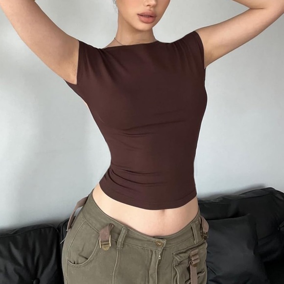 Brown Backless Top - Picture 1 of 5